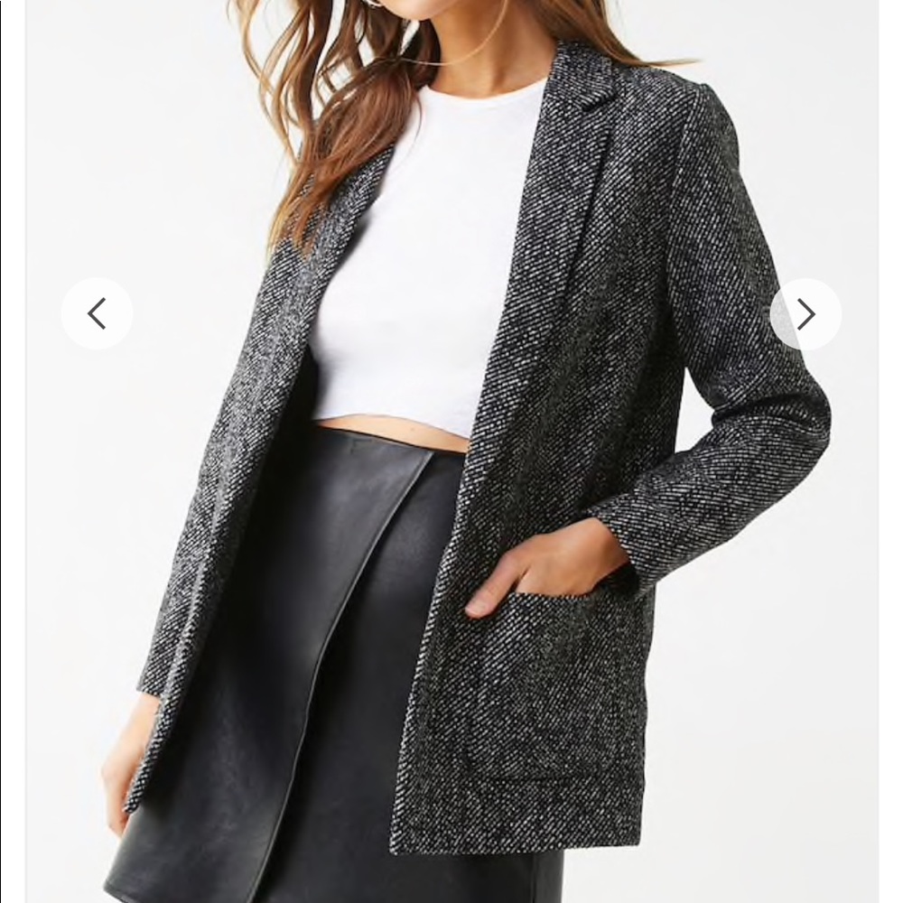 Boyfriend style textured tweed blazer